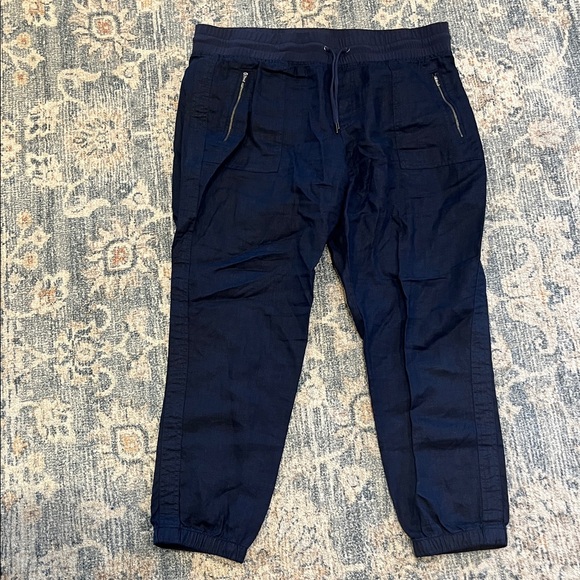 NEW Athleta Cabo Linen Joggers Navy Size 16 - Picture 2 of 7